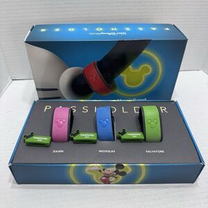 Walt Disney World Park 3 Passholder Magic Bands Pink Green Blue 3 Sliders 2015